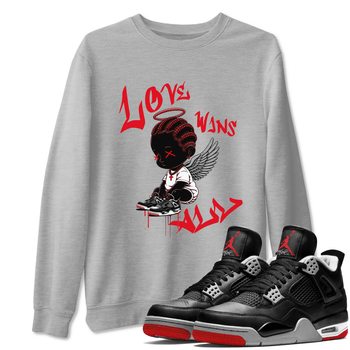 Air Jordan 4 Bred Reimagined shirt to match jordans Love Wins All sneaker tees 4s Bred Reimagined SNRT Sneaker Release Tees unisex cotton Heather Grey 1 crew neck shirt