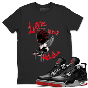 Air Jordan 4 Bred Reimagined shirt to match jordans Love Wins All sneaker tees 4s Bred Reimagined SNRT Sneaker Release Tees unisex cotton Black 1 crew neck shirt