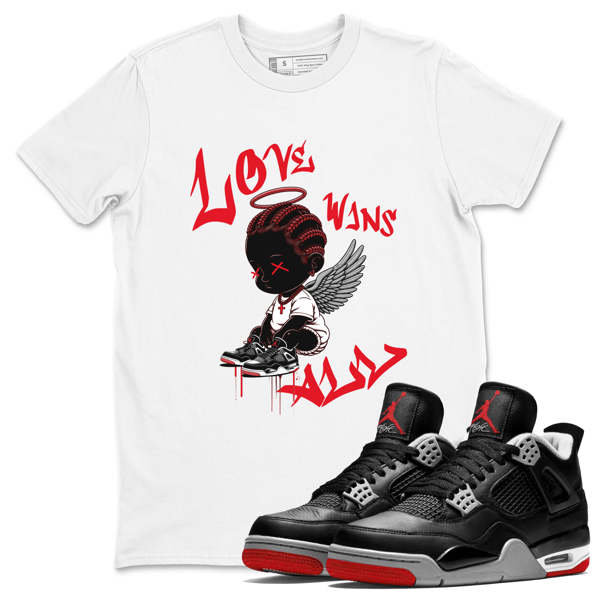 Air Jordan 4 Bred Reimagined shirt to match jordans Love Wins All sneaker tees 4s Bred Reimagined SNRT Sneaker Release Tees unisex cotton White 1 crew neck shirt