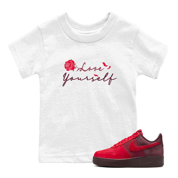 AF1 Layers Of Love shirt to match jordans Love Yourself sneaker tees Air Force1 Layers Of Love SNRT sneaker release tees baby toddler White 1 cotton Shirt