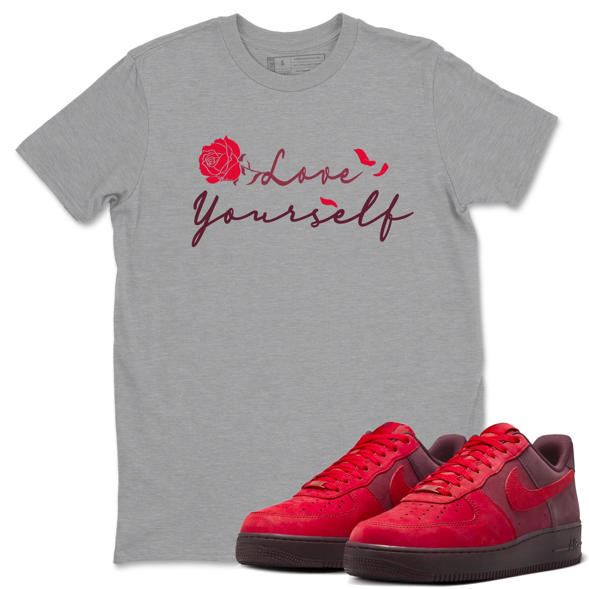 AF1 Layers Of Love shirt to match jordans Love Yourself sneaker tees Air Force1 Layers Of Love SNRT Sneaker Release Tees unisex cotton Heather Grey 1 crew neck shirt
