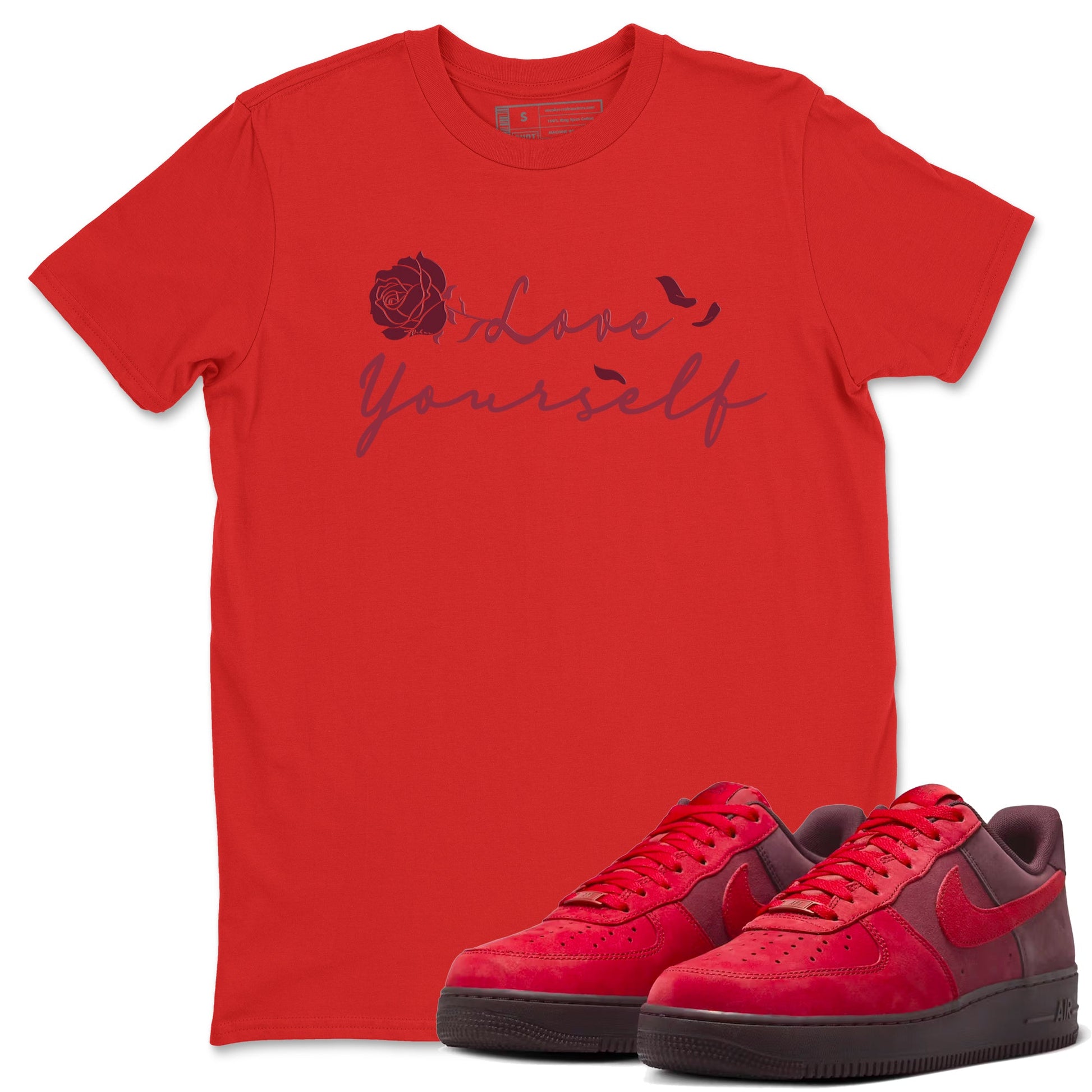 AF1 Layers Of Love shirt to match jordans Love Yourself sneaker tees Air Force1 Layers Of Love SNRT Sneaker Release Tees unisex cotton Red 1 crew neck shirt