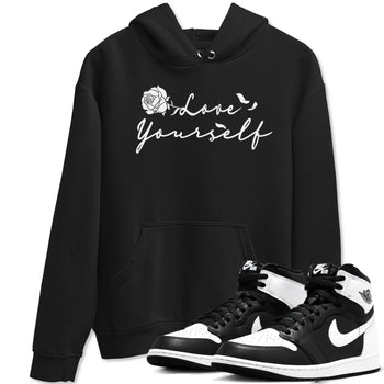 1s Black White shirt to match jordans Love Yourself sneaker tees Air Jordan 1 High OG Black White SNRT Sneaker Release Tees unisex cotton Black 1 crew neck shirt
