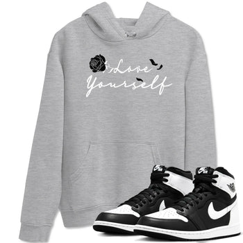 1s Black White shirt to match jordans Love Yourself sneaker tees Air Jordan 1 High OG Black White SNRT Sneaker Release Tees unisex cotton Heather Grey 1 crew neck shirt