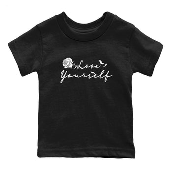 1s Black White shirt to match jordans Love Yourself sneaker tees Air Jordan 1 Black White SNRT sneaker release tees baby toddler Black 2 cotton Shirt