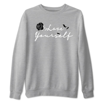 1s Black White shirt to match jordans Love Yourself sneaker tees Air Jordan 1 High OG Black White SNRT Sneaker Release Tees unisex cotton Heather Grey 2 crew neck shirt