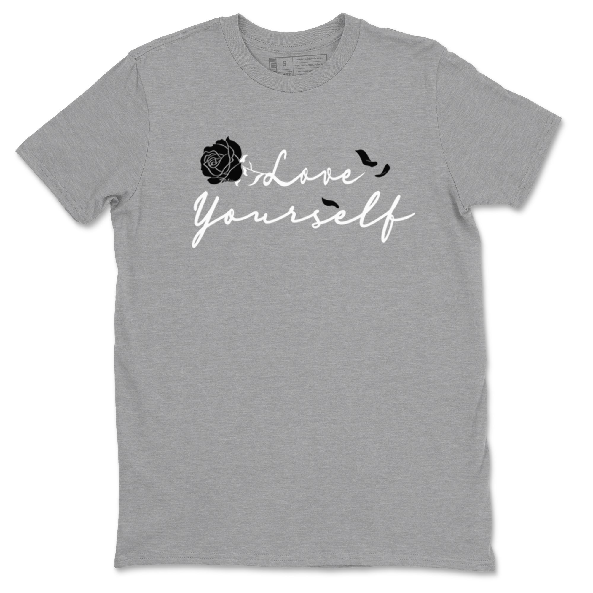 1s Black White shirt to match jordans Love Yourself sneaker tees Air Jordan 1 High OG Black White SNRT Sneaker Release Tees unisex cotton Heather Grey 2 crew neck shirt