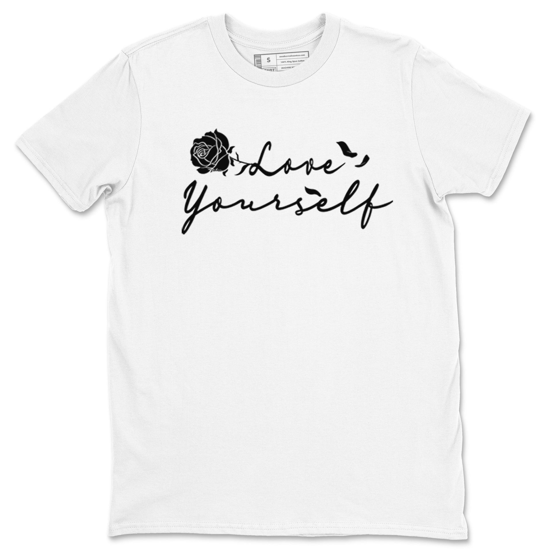 1s Black White shirt to match jordans Love Yourself sneaker tees Air Jordan 1 High OG Black White SNRT Sneaker Release Tees unisex cotton White 2 crew neck shirt