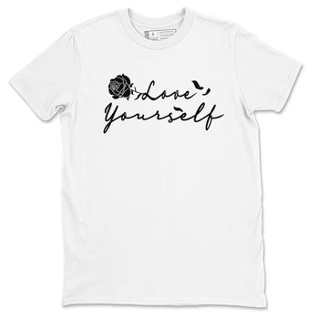1s Black White shirt to match jordans Love Yourself sneaker tees Air Jordan 1 High OG Black White SNRT Sneaker Release Tees unisex cotton White 2 crew neck shirt