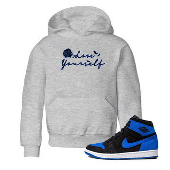 Air Jordan 1 Royal Reimagined shirt to match jordans Love Yourself sneaker tees Air Jordan 1 High OG Royal Reimagined SNRT Sneaker Tees Sneaker Matching Shirt Baby Toddler Heather Grey 1 T-Shirt