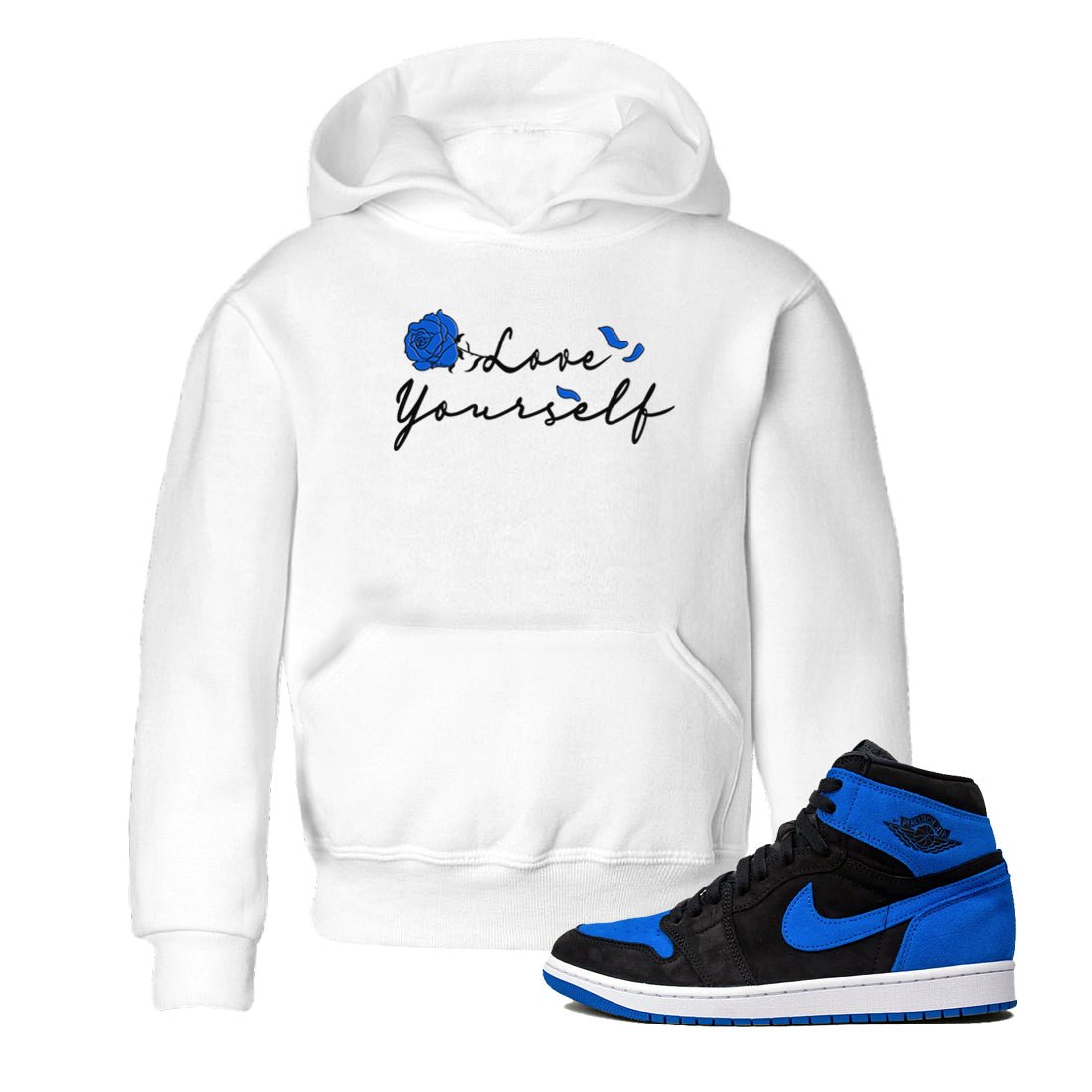 Air Jordan 1 Royal Reimagined shirt to match jordans Love Yourself sneaker tees Air Jordan 1 High OG Royal Reimagined SNRT Sneaker Tees Sneaker Matching Shirt Baby Toddler White 1 T-Shirt