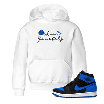 Air Jordan 1 Royal Reimagined shirt to match jordans Love Yourself sneaker tees Air Jordan 1 High OG Royal Reimagined SNRT Sneaker Tees Sneaker Matching Shirt Baby Toddler White 1 T-Shirt