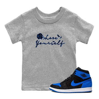 Air Jordan 1 Royal Reimagined shirt to match jordans Love Yourself sneaker tees Air Jordan 1 High OG Royal Reimagined SNRT Sneaker Tees Sneaker Matching Shirt Baby Toddler Heather Grey 1 T-Shirt