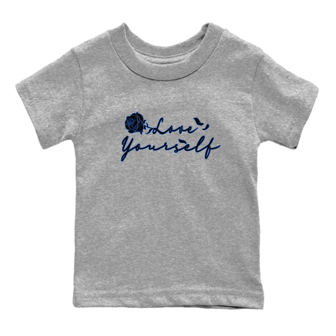 Air Jordan 1 Royal Reimagined shirt to match jordans Love Yourself sneaker tees Air Jordan 1 High OG Royal Reimagined SNRT Sneaker Tees Sneaker Matching Shirt Baby Toddler Heather Grey 2 T-Shirt