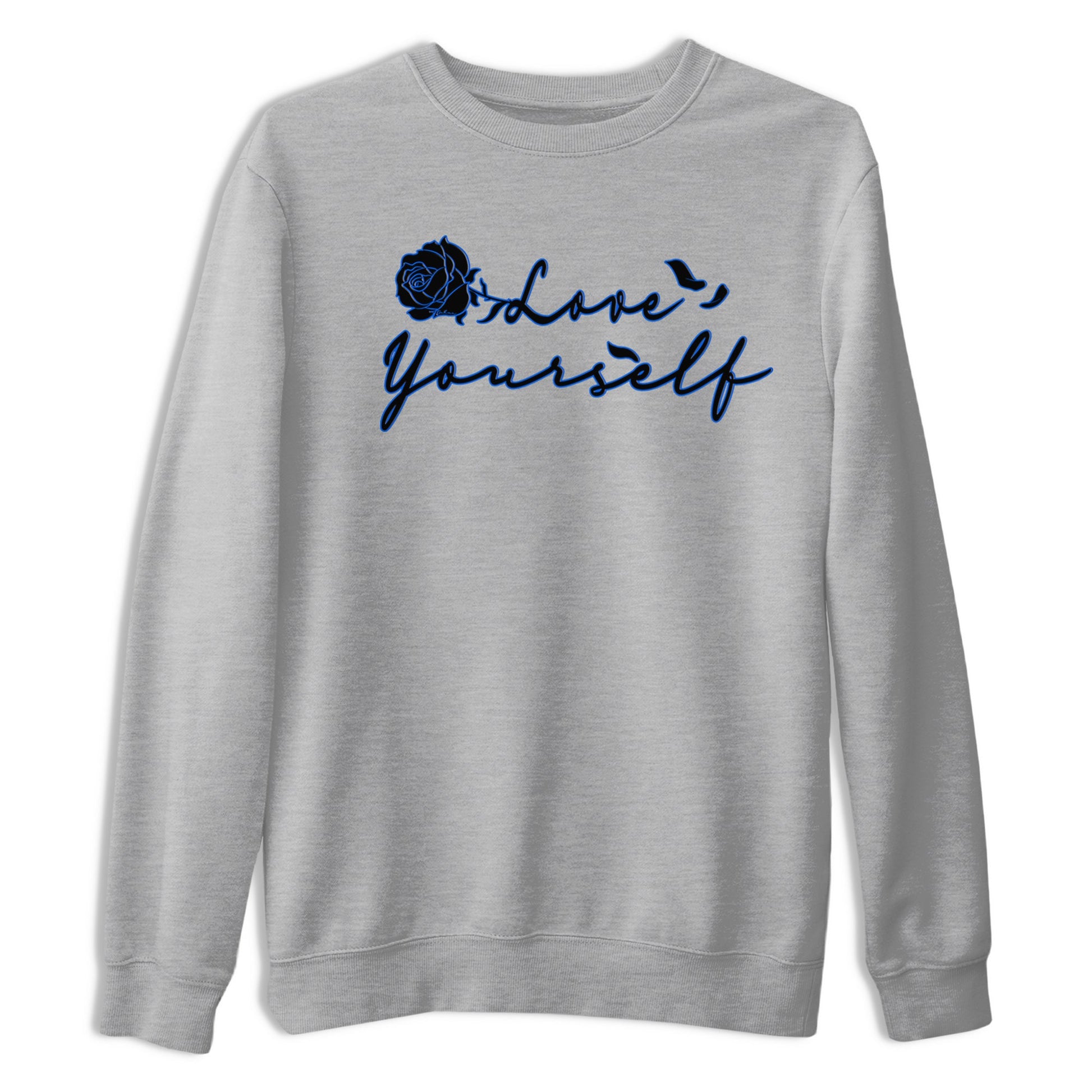 Air Jordan 1 Royal Reimagined shirt to match jordans Love Yourself sneaker tees Air Jordan 1 High OG Royal Reimagined SNRT Sneaker Tees Sneaker Matching Shirt Unisex Heather Grey 2 T-Shirt