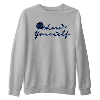 Air Jordan 1 Royal Reimagined shirt to match jordans Love Yourself sneaker tees Air Jordan 1 High OG Royal Reimagined SNRT Sneaker Tees Sneaker Matching Shirt Unisex Heather Grey 2 T-Shirt