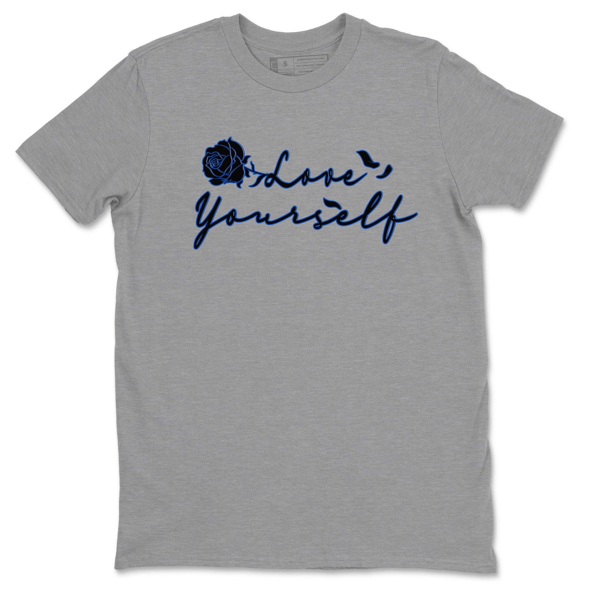 Air Jordan 1 Royal Reimagined shirt to match jordans Love Yourself sneaker tees Air Jordan 1 High OG Royal Reimagined SNRT Sneaker Tees Sneaker Matching Shirt Unisex Heather Grey 2 T-Shirt