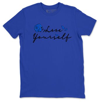Air Jordan 1 Royal Reimagined shirt to match jordans Love Yourself sneaker tees Air Jordan 1 High OG Royal Reimagined SNRT Sneaker Tees Sneaker Matching Shirt Unisex Royal Blue 2 T-Shirt