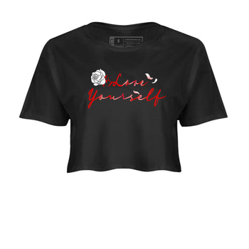 Jordan 1 High OG Satin Bred shirt to match jordans Love Yourself sneaker tees Air Jordan 1 Satin Bred SNRT Sneaker Tees Casual Crew Neck T-Shirt Black 2 Crop T-Shirt