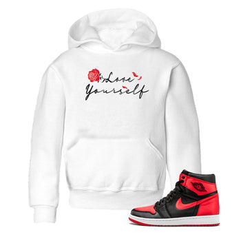 Jordan 1 High OG Satin Bred shirt to match jordans Love Yourself sneaker tees Air Jordan 1 Satin Bred SNRT Sneaker Tees Casual Crew Neck T-Shirt Baby Toddler White 1 T-Shirt