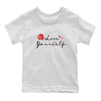 Jordan 1 High OG Satin Bred shirt to match jordans Love Yourself sneaker tees Air Jordan 1 Satin Bred SNRT Sneaker Tees Casual Crew Neck T-Shirt Baby Toddler White 2 T-Shirt