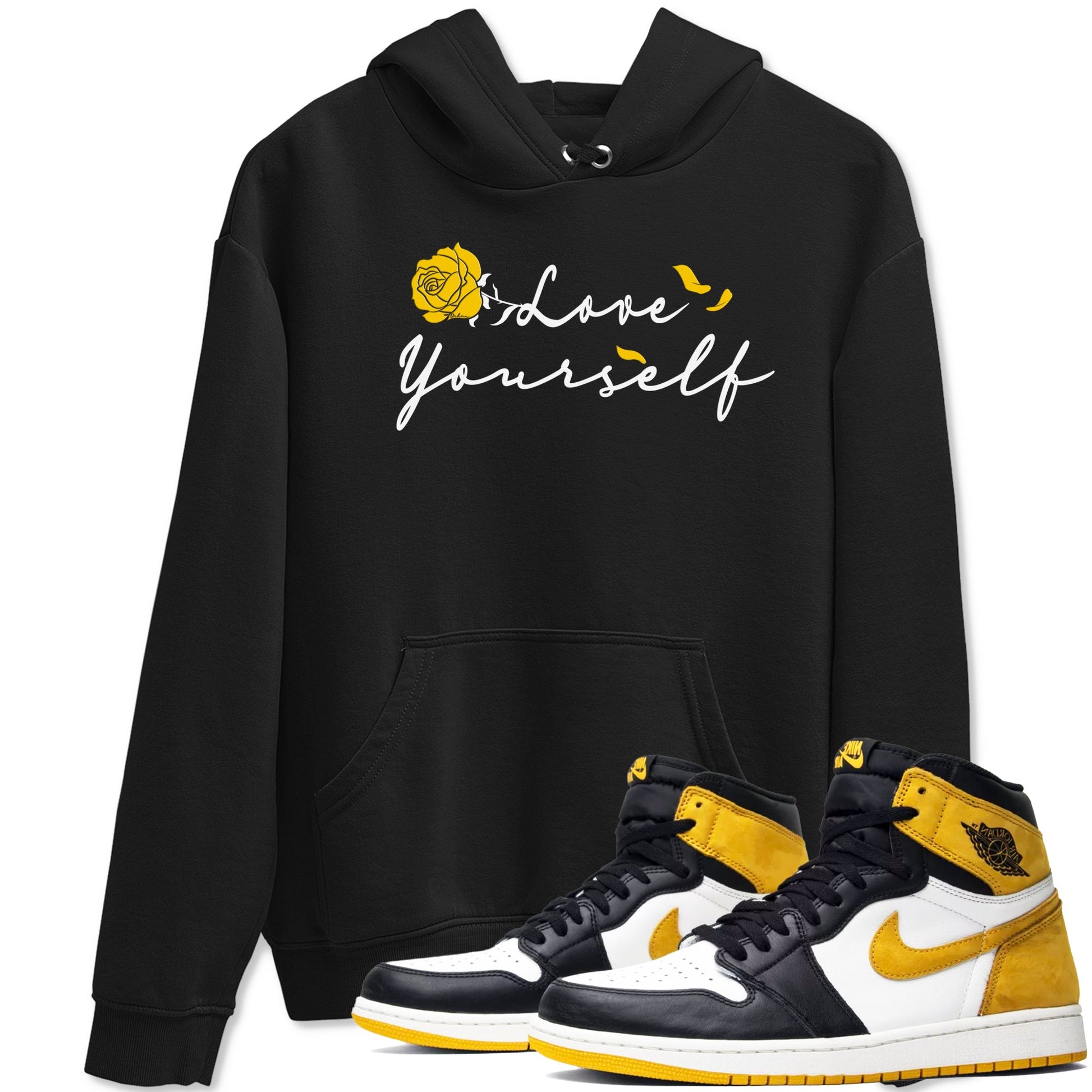 Love Yourself sneaker match tees to Yellow Ochre 1s street fashion brand for shirts to match Jordans SNRT Sneaker Tees Air Jordan 1 Yellow Ochre unisex t-shirt Black 1 unisex shirt