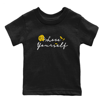 Love Yourself sneaker match tees to Yellow Ochre 1s street fashion brand for shirts to match Jordans SNRT Sneaker Tees Air Jordan 1 Yellow Ochre unisex t-shirt Black 2 youth shirt