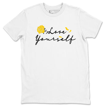 Love Yourself sneaker match tees to Yellow Ochre 1s street fashion brand for shirts to match Jordans SNRT Sneaker Tees Air Jordan 1 Yellow Ochre unisex t-shirt White 2 unisex shirt