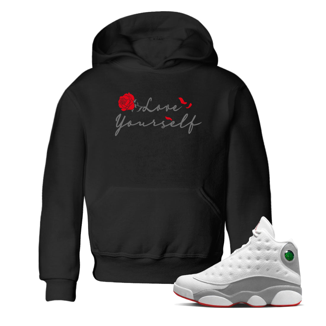 Air Jordan 13 Wolf Grey shirt to match jordans Love Yourself sneaker tees AJ13 Wolf Grey SNRT Sneaker Release Tees Baby Toddler Black 1 T-Shirt