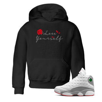 Air Jordan 13 Wolf Grey shirt to match jordans Love Yourself sneaker tees AJ13 Wolf Grey SNRT Sneaker Release Tees Baby Toddler Black 1 T-Shirt