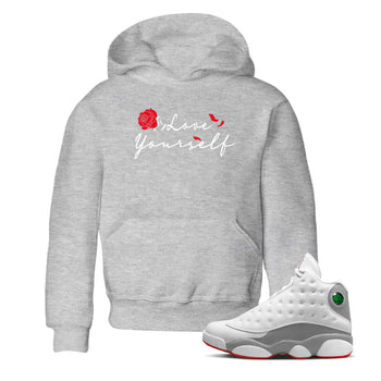 Air Jordan 13 Wolf Grey shirt to match jordans Love Yourself sneaker tees AJ13 Wolf Grey SNRT Sneaker Release Tees Baby Toddler Heather Grey 1 T-Shirt
