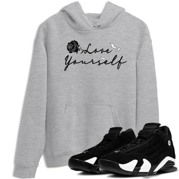 14s Panda shirt to match jordans Love Yourself sneaker tees Air Jordan 14 Panda SNRT Sneaker Release Tees unisex cotton Heather Grey 1 crew neck shirt