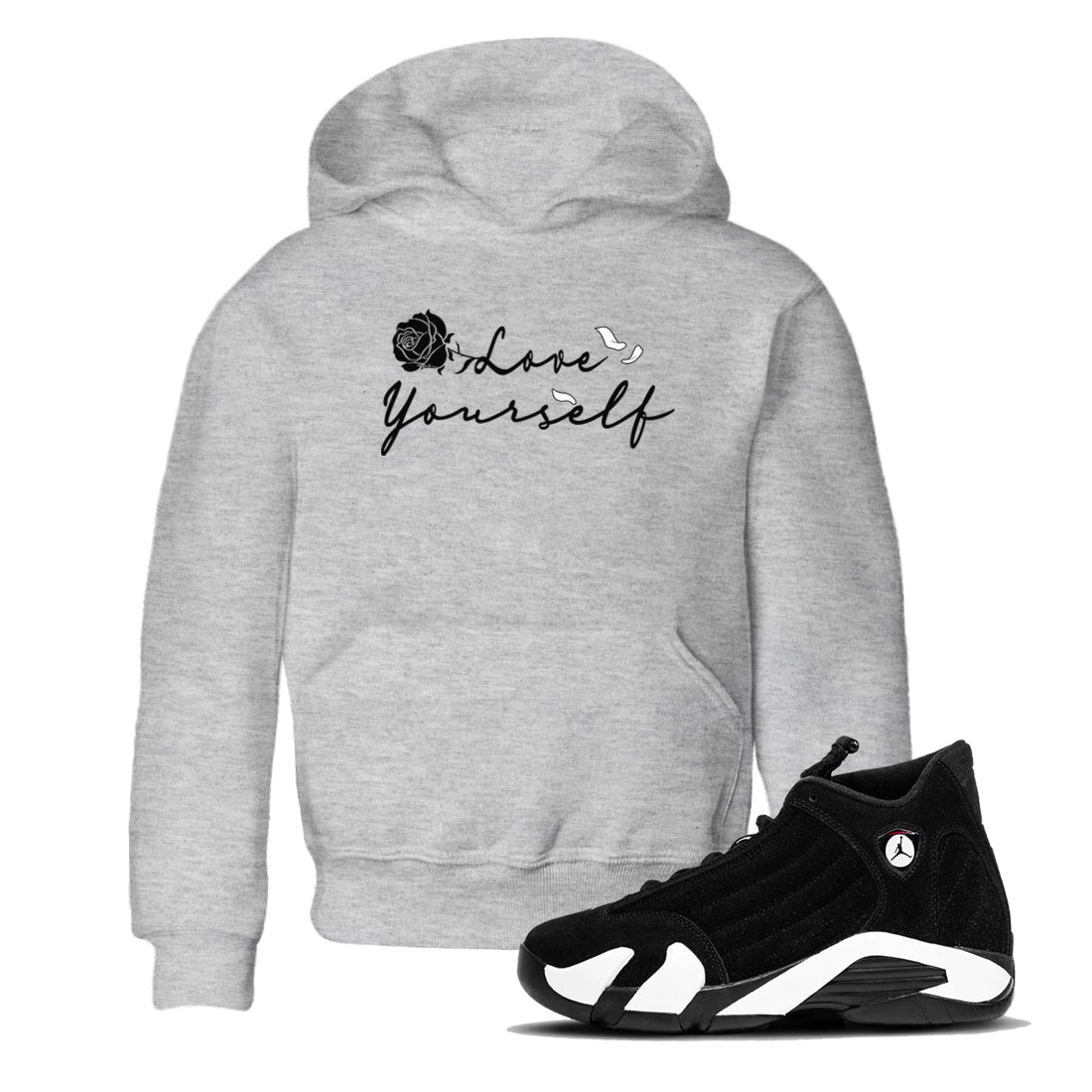 14s Panda shirt to match jordans Love Yourself sneaker tees Air Jordan 14 Panda SNRT sneaker release tees baby toddler Heather Grey 1 cotton Shirt