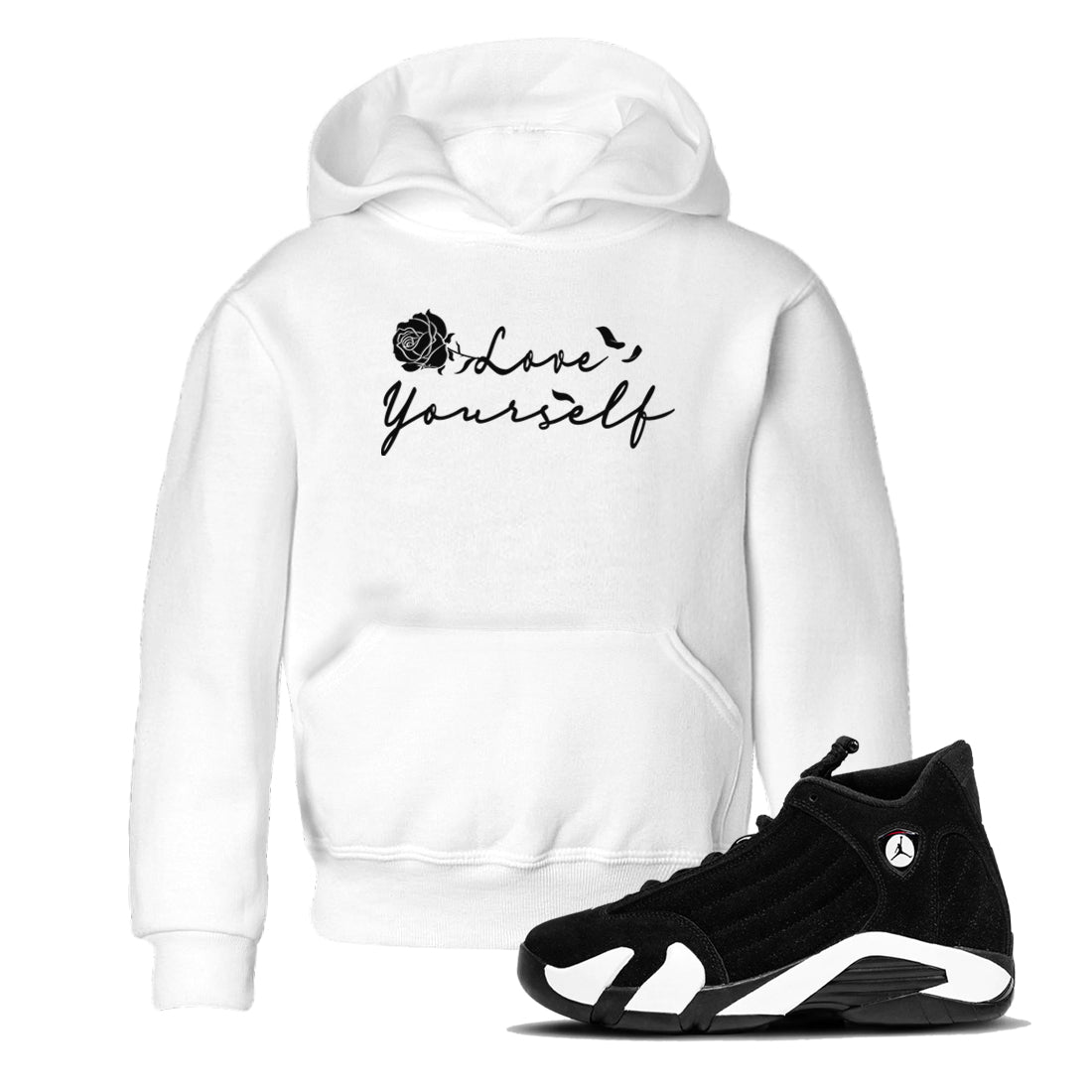 14s Panda shirt to match jordans Love Yourself sneaker tees Air Jordan 14 Panda SNRT sneaker release tees baby toddler White 1 cotton Shirt