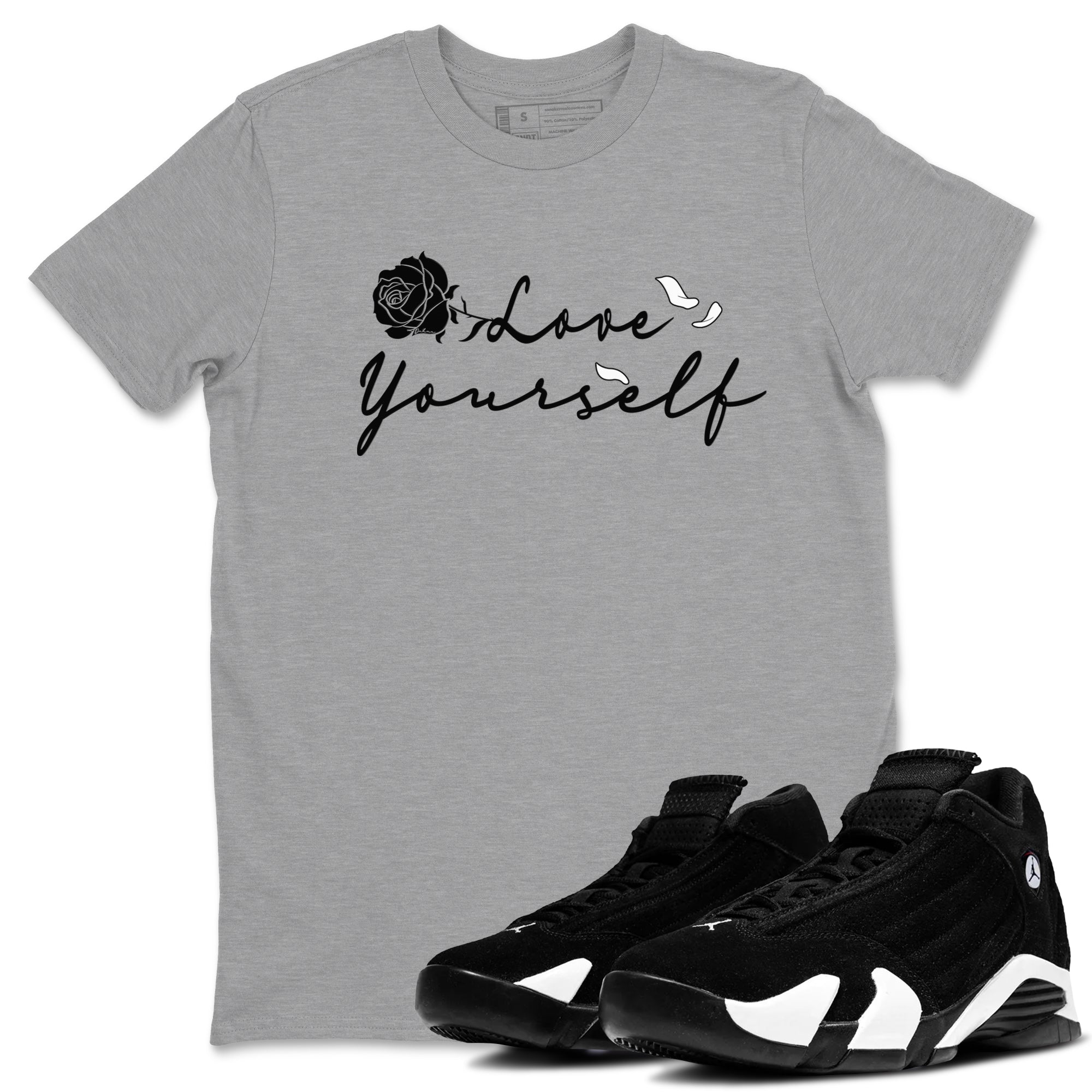 14s Panda shirt to match jordans Love Yourself sneaker tees Air Jordan 14 Panda SNRT Sneaker Release Tees unisex cotton Heather Grey 1 crew neck shirt
