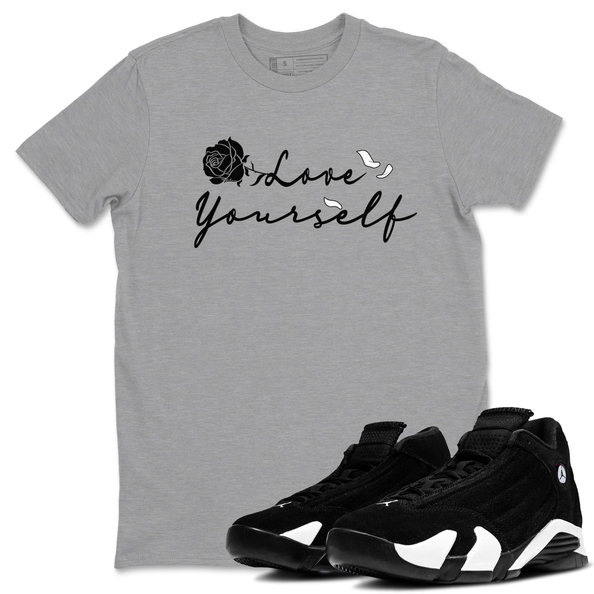 14s Panda shirt to match jordans Love Yourself sneaker tees Air Jordan 14 Panda SNRT Sneaker Release Tees unisex cotton Heather Grey 1 crew neck shirt