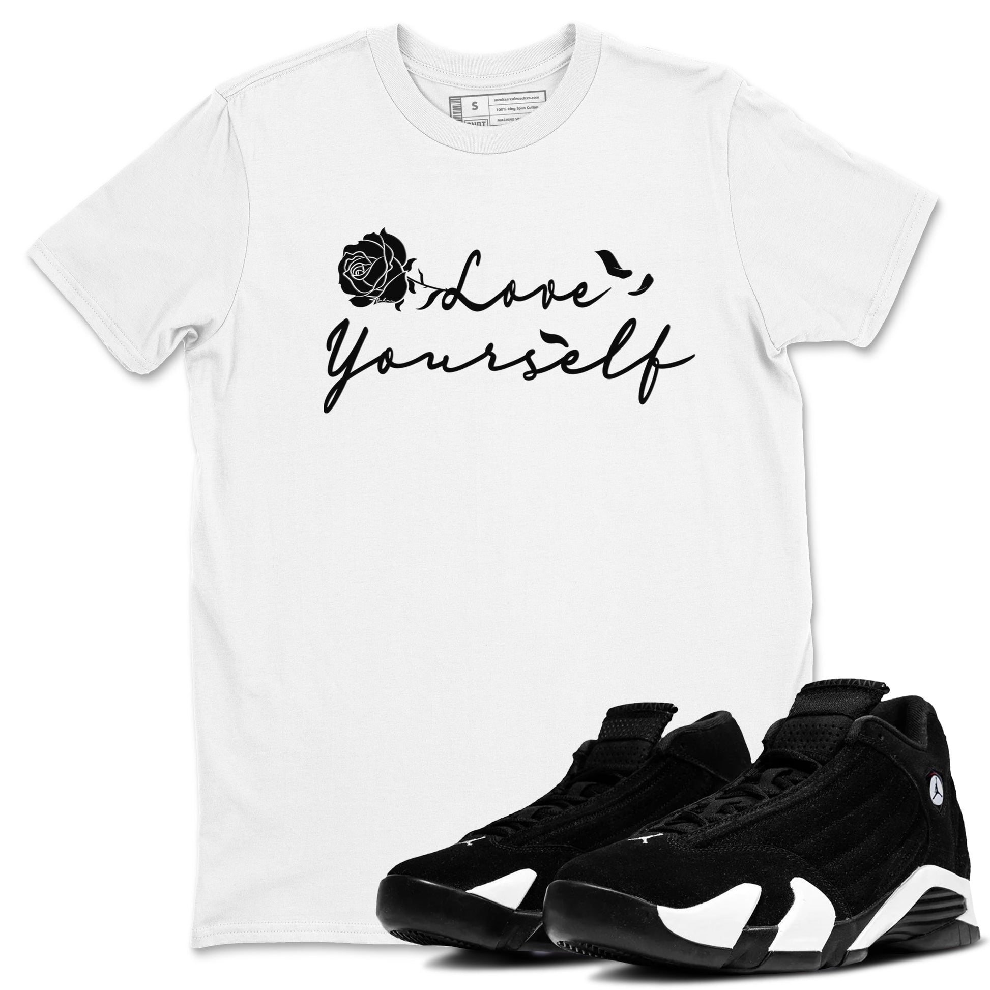 14s Panda shirt to match jordans Love Yourself sneaker tees Air Jordan 14 Panda SNRT Sneaker Release Tees unisex cotton White 1 crew neck shirt