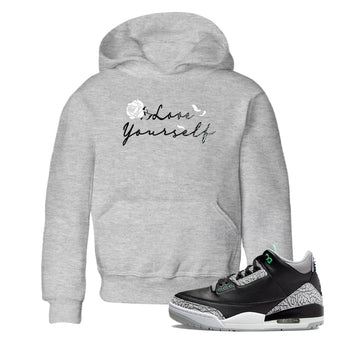 3s Green Glow shirt to match jordans Love Yourself sneaker tees Air Jordan 3 Green Glow SNRT sneaker release tees baby toddler Heather Grey 1 cotton Shirt