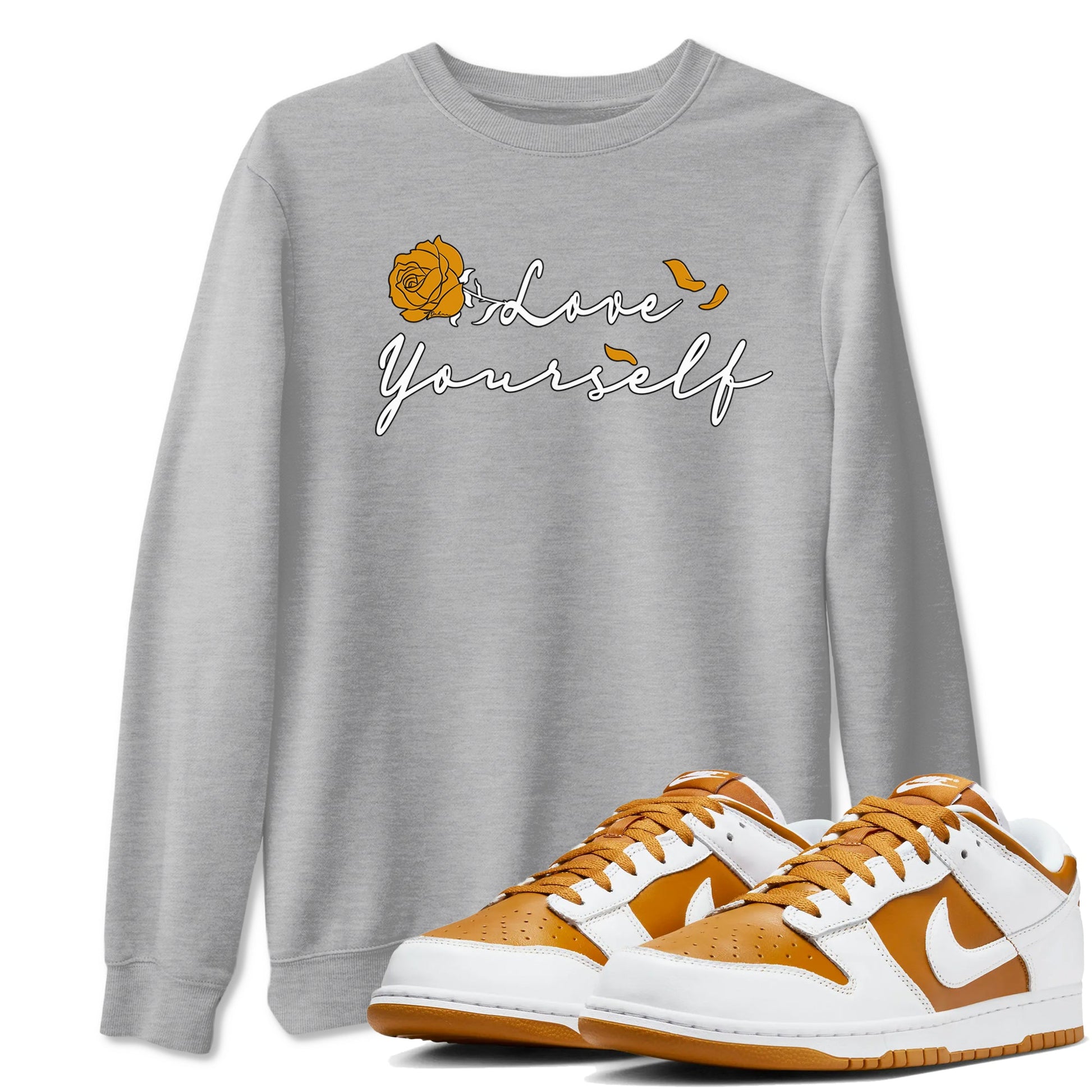 Dunks Dark Curry Shirt To Match Jordans Love Yourself Streetwear Fashion Dunk Dark Curry SNRT Sneaker Release Tees unisex cotton Heather Grey 1 crew neck shirt