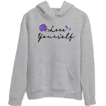 Love Yourself sneaker match tees to Court Purple Dunks street fashion brand for shirts to match Jordans SNRT Sneaker Tees Dunk Low Court Purple unisex t-shirt Heather Grey 2 unisex shirt