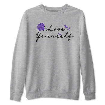 Love Yourself sneaker match tees to Court Purple Dunks street fashion brand for shirts to match Jordans SNRT Sneaker Tees Dunk Low Court Purple unisex t-shirt Heather Grey 2 unisex shirt