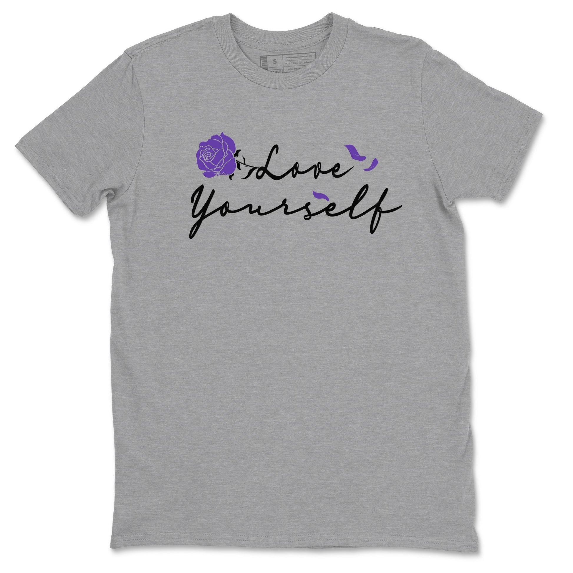 Love Yourself sneaker match tees to Court Purple Dunks street fashion brand for shirts to match Jordans SNRT Sneaker Tees Dunk Low Court Purple unisex t-shirt Heather Grey 2 unisex shirt