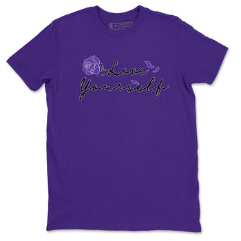 Love Yourself sneaker match tees to Court Purple Dunks street fashion brand for shirts to match Jordans SNRT Sneaker Tees Dunk Low Court Purple unisex t-shirt Purple 2 unisex shirt