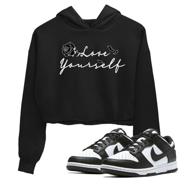 Dunk Low Panda shirt to match jordans Love Yourself sneaker tees Dunk Low Black White SNRT Sneaker Release Tees Black 1 crop length shirt