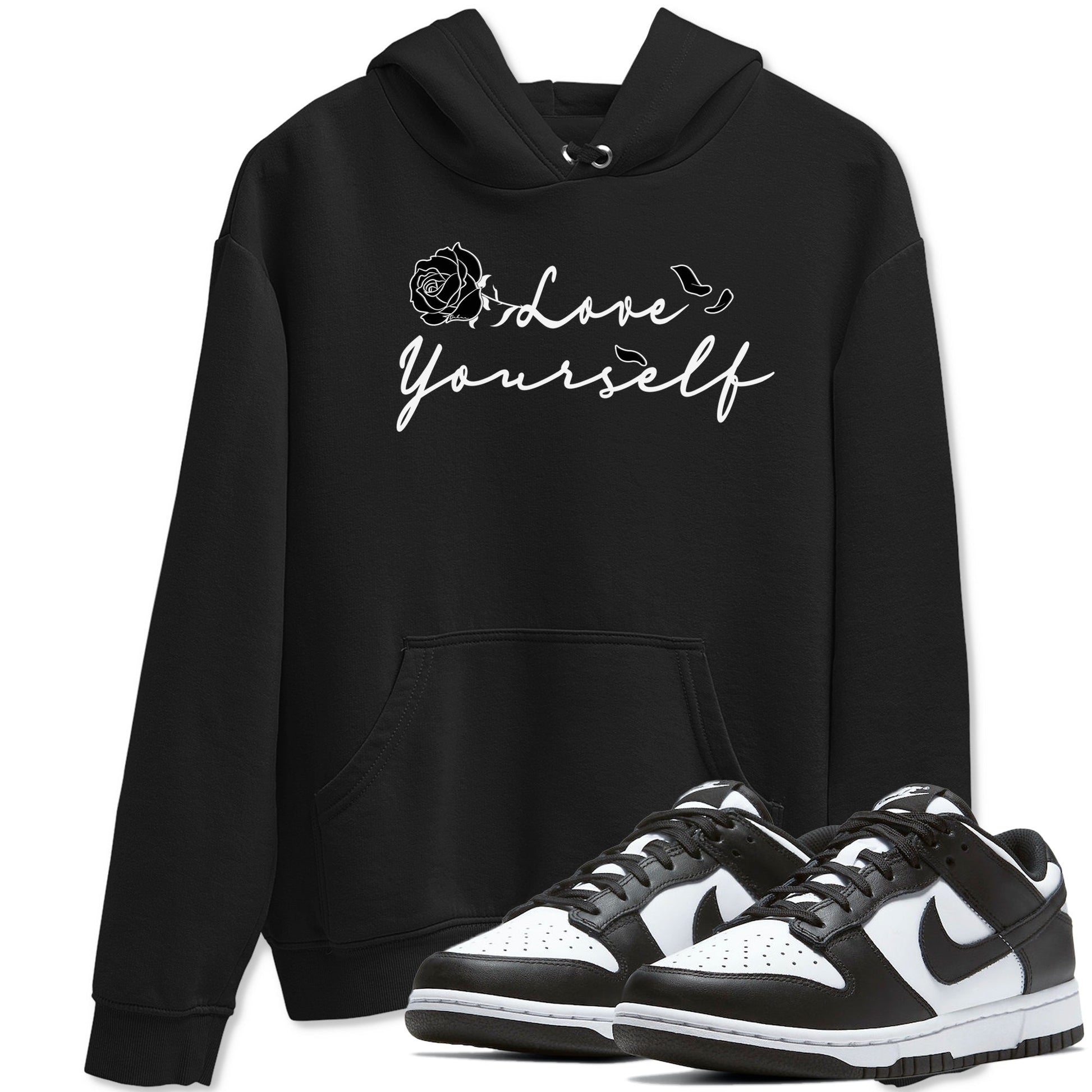 Dunk Low Panda shirt to match jordans Love Yourself sneaker tees Dunk Low Black White SNRT Sneaker Release Tees unisex cotton Black 1 crew neck shirt