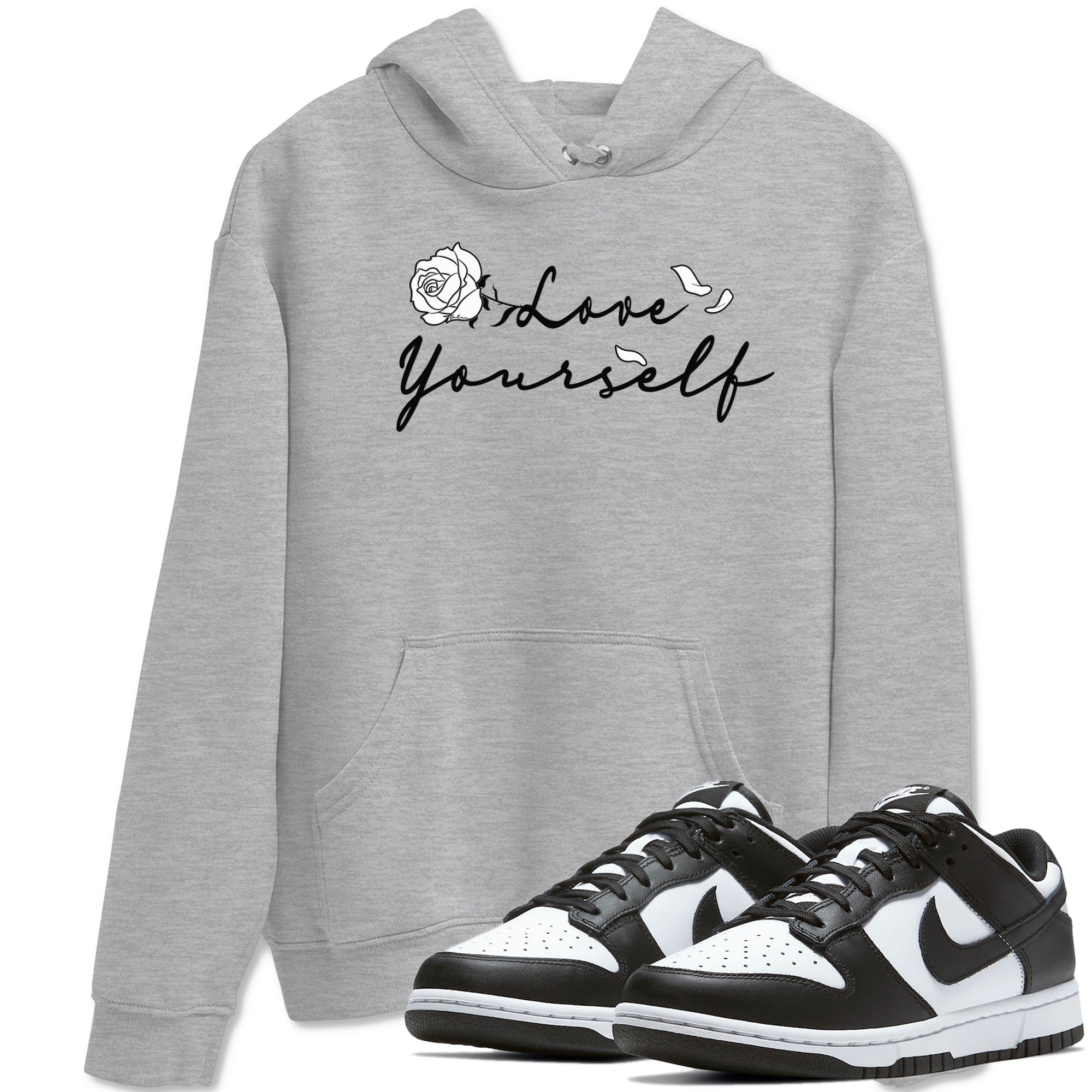 Dunk Low Panda shirt to match jordans Love Yourself sneaker tees Dunk Low Black White SNRT Sneaker Release Tees unisex cotton Heather Grey 1 crew neck shirt