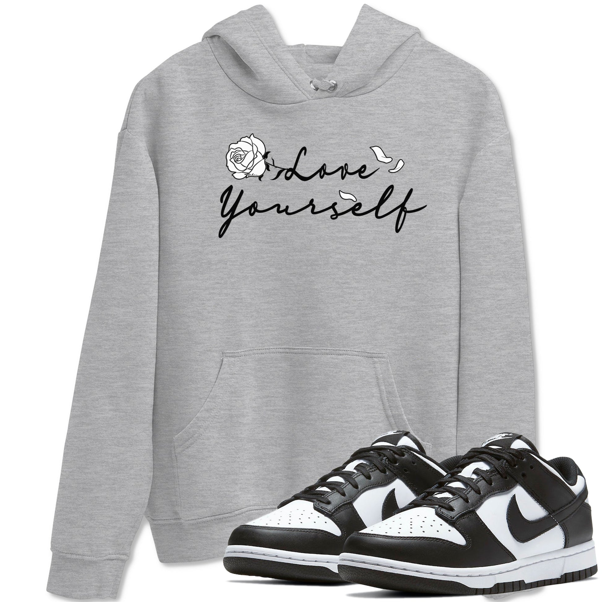 Dunk Low Panda shirt to match jordans Love Yourself sneaker tees Dunk Low Black White SNRT Sneaker Release Tees unisex cotton Heather Grey 1 crew neck shirt