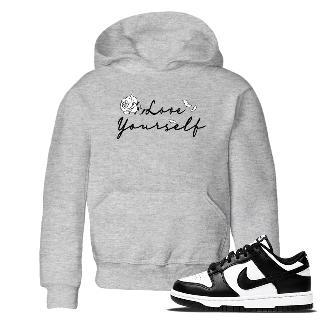 Dunk Low Panda shirt to match jordans Love Yourself sneaker tees Dunk Low Black White SNRT Sneaker Release tees baby toddler Heather Grey 1 cotton Shirt