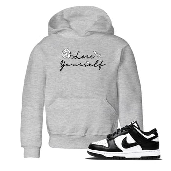 Dunk Low Panda shirt to match jordans Love Yourself sneaker tees Dunk Low Black White SNRT Sneaker Release tees baby toddler Heather Grey 1 cotton Shirt