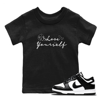 Dunk Low Panda shirt to match jordans Love Yourself sneaker tees Dunk Low Black White SNRT Sneaker Release tees baby toddler Black 1 cotton Shirt